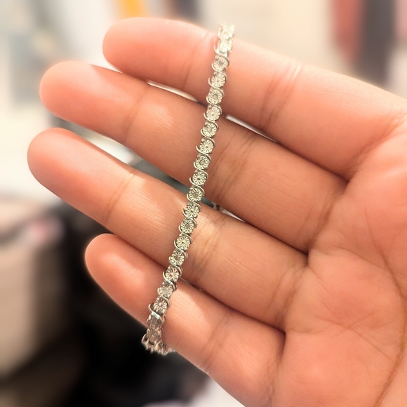 1/8ct Diamond Sterling Silver Tennis Bracelet - Picture 1 of 5